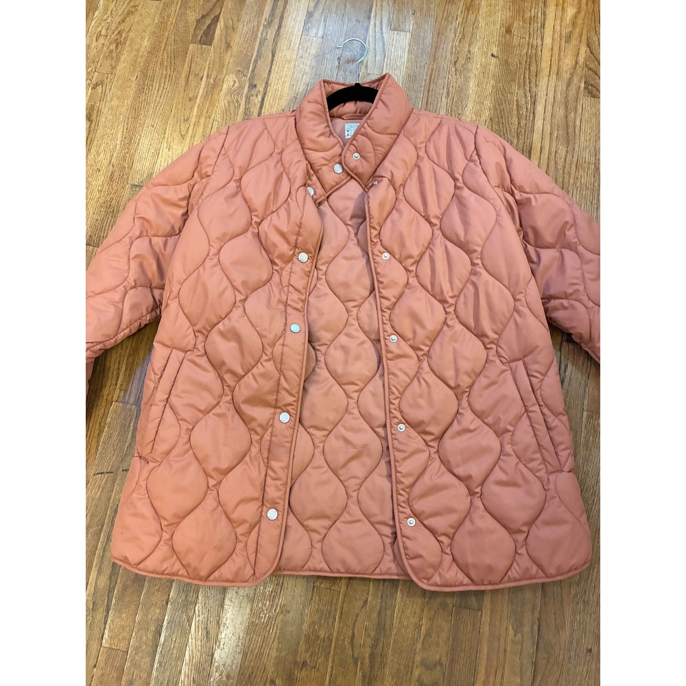 32 Degrees Heat Womens Terracotta Brown Quilted Snap Front Puffer Jacket Medium